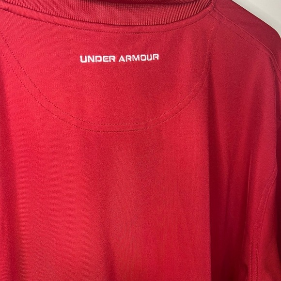 Under Armour Polo Shirt Mens Large Red HeatGear Casual Golf Performance - Picture 5 of 7